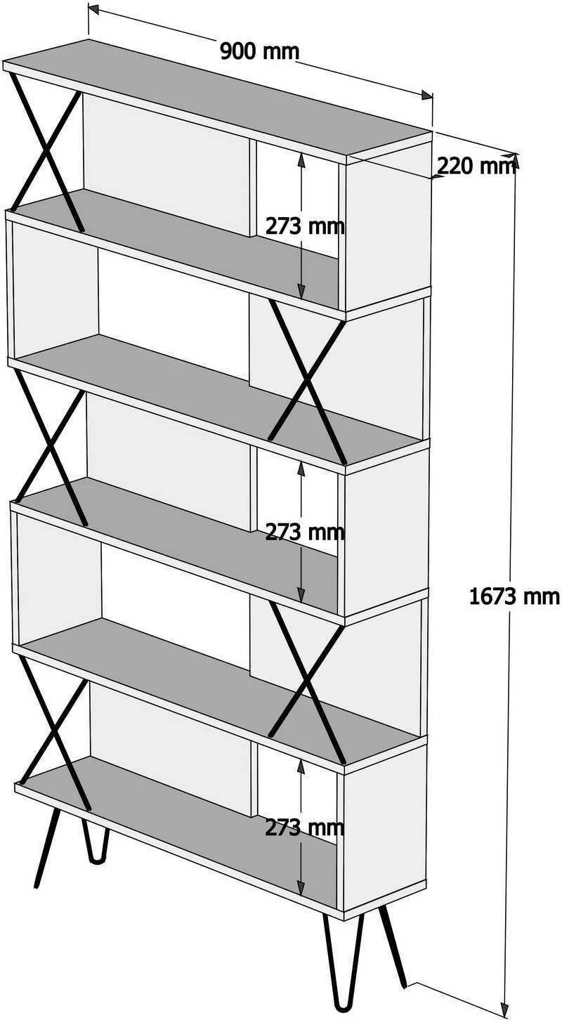 Raft librash Hanah Home, ekstra, ngjyrë lisi
