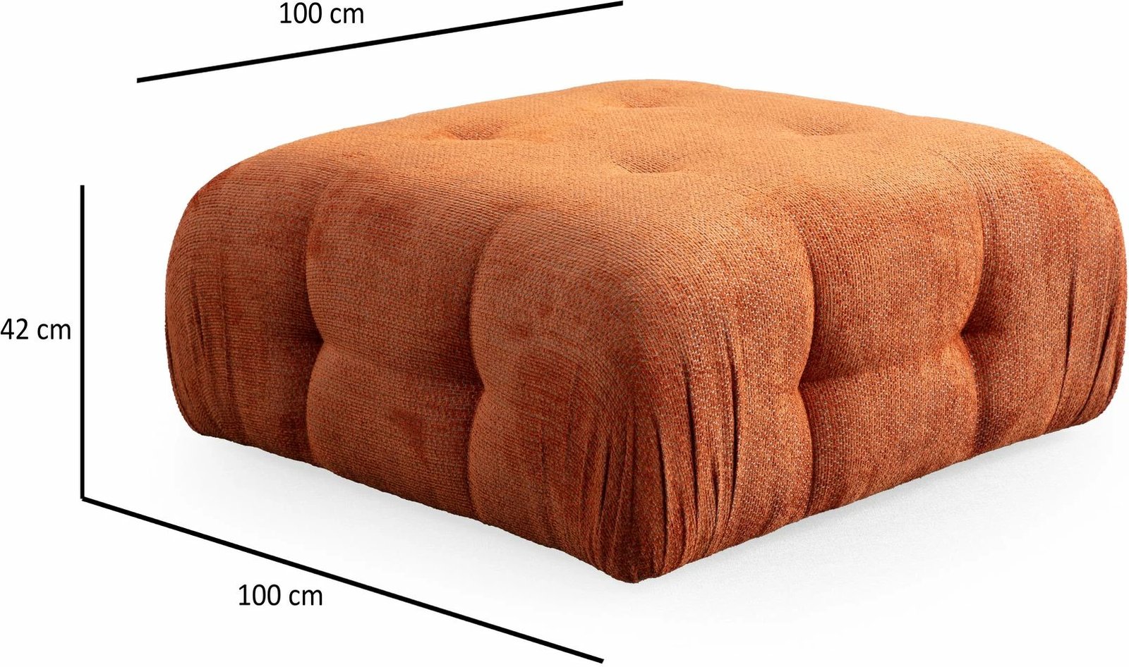 Kënd divani Atelier del Sofa, Amaris 2 vende me pouffe, portokalli