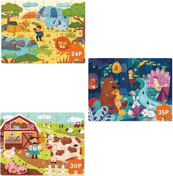 Puzzle Mideer 3 në 1, Level Up 3 "Natural Science", 24, 30 - 35 pjesë