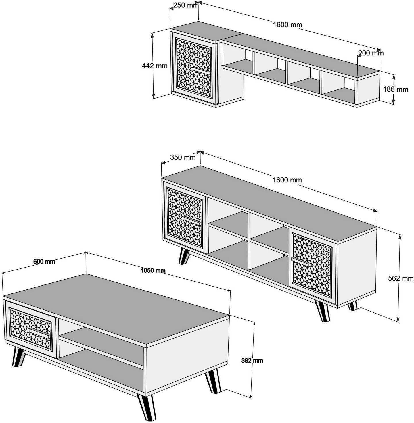 Set mobiljesh për dhomë dite, dizajn lulesh, ngjyrë arre dhe e verdhë, Skye Decor Ayla
