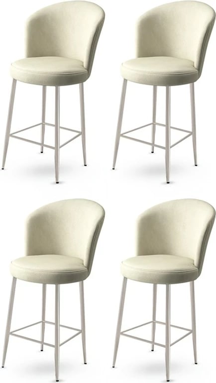 Set karrigesh për bar (4 copë), Hanah Home, Alte, krem, krom