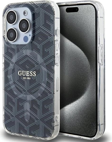 Mbështjellës Guess IML GCube MagSafe për iPhone 15 Pro Max, i zi Mbështjellës Guess IML GCube MagSafe për iPhone 15 Pro Max, i zi