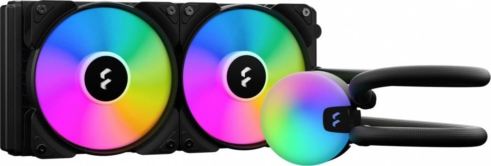 Ftohës uji për CPU Fractal Design Lumen S24 v2 RGB, me dy ventilatorë, i zi