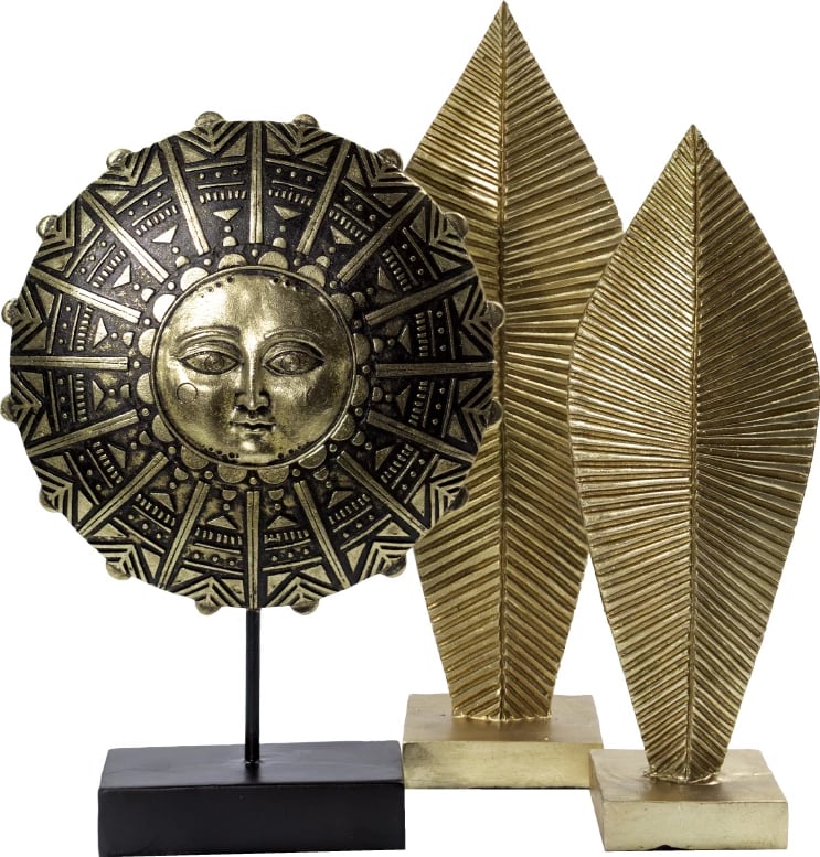 Totem dekorativ Osiris, polirezine, bazë metalike, bronz e zi, 28x8x40cm