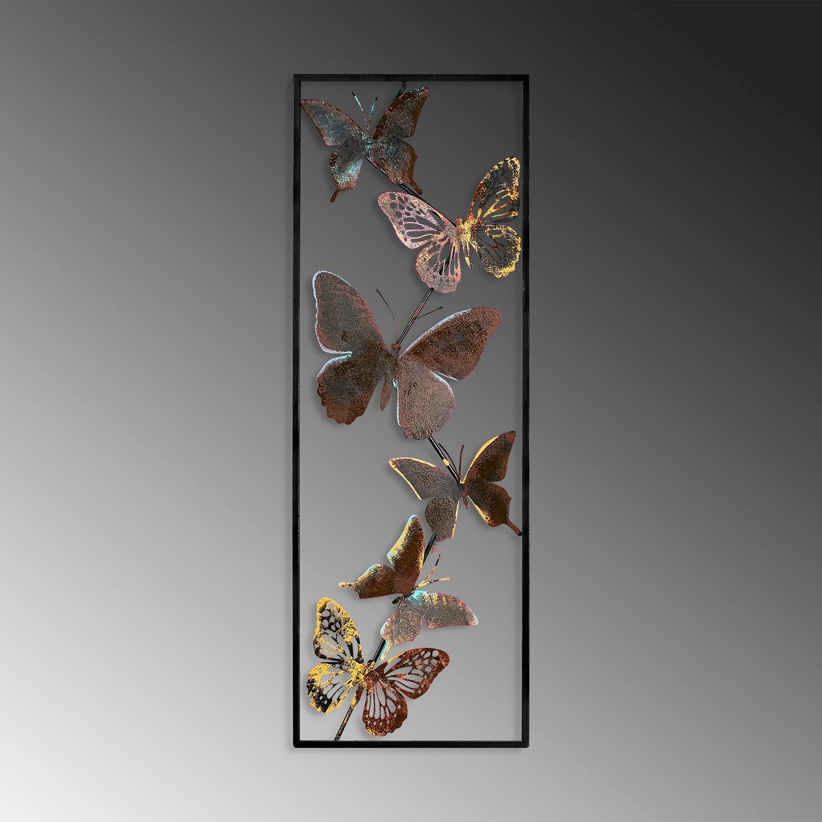 Aksesor dekorativ metalik për mur, Wallity Tavus 2, shumëngjyrësh, 32x90x4cm