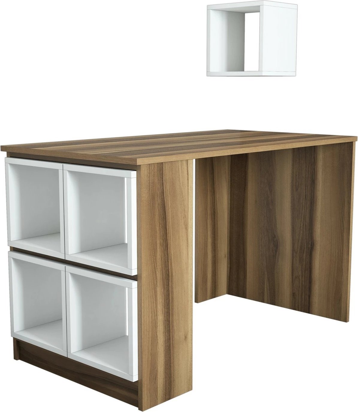 Tavolinë studimi Hanah Home, kuti, ngjyrë arre dhe e bardhë