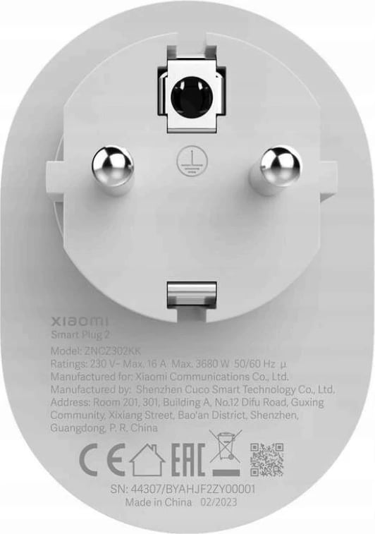 Prizë e mençur Xiaomi Smart Plug 2, WiFi, Bluetooth, E bardhë