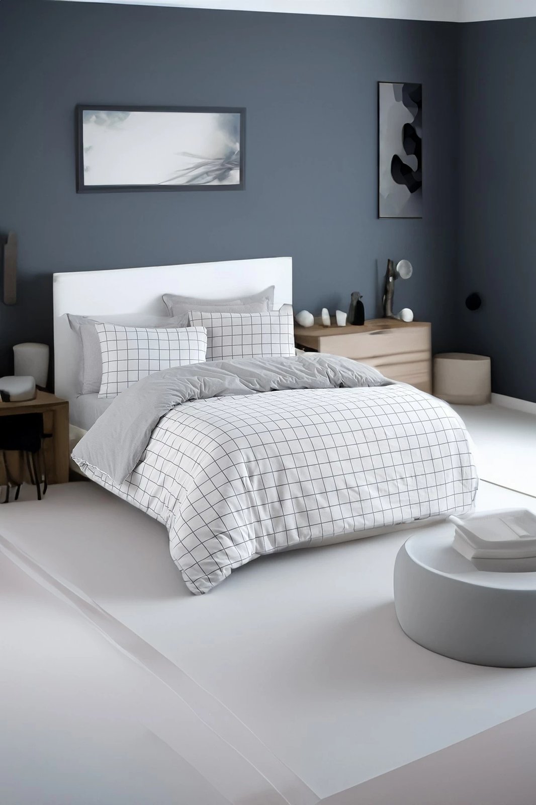 Set mbulesë për jorgan Super King, Artus, ngjyrë gri-bardhë