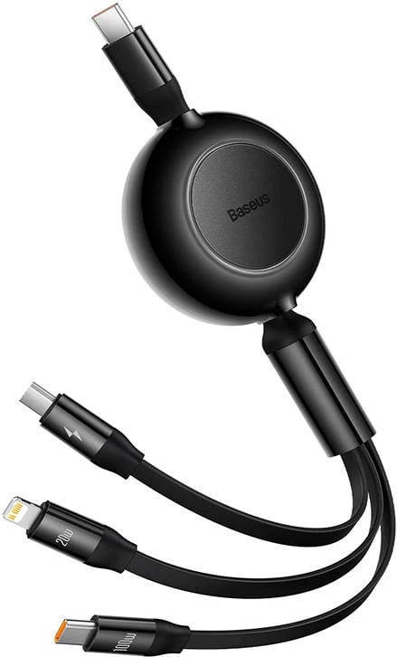 Kabllo multifunksionale Baseus Bright Mirror 4, 3-në-1, USB-C/Micro USB/Lightning, 1.1m, e zezë Kabllo multifunksionale Baseus Bright Mirror 4, 3-në-1, USB-C/Micro USB/Lightning, 1.1m, e zezë