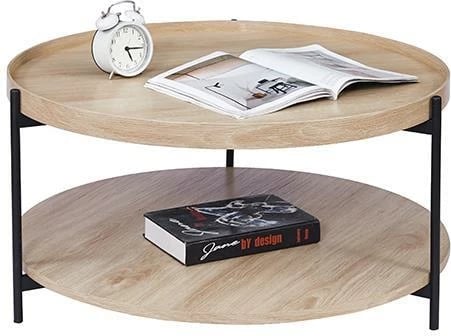Tavolinë kafeje Nextdeco 2-Tier, Metal dhe MDF Ø80xH40cm