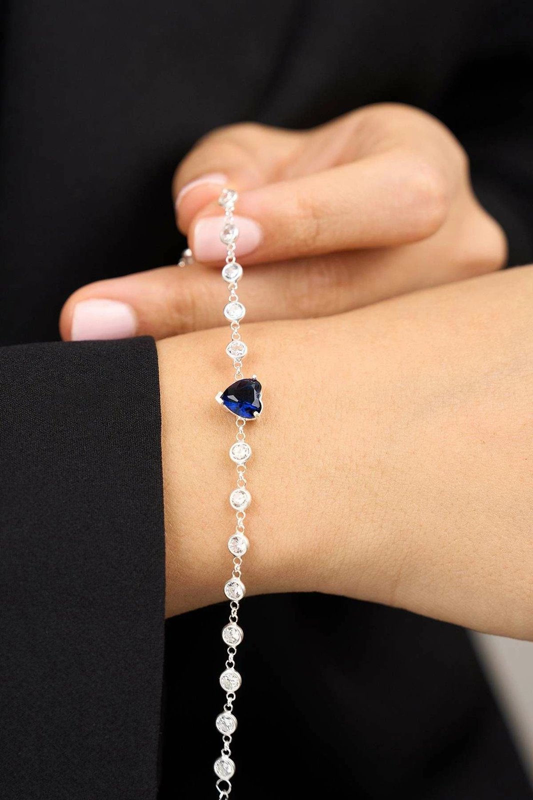 Byzylyk argjendi me zirkon ngjyrë kaltër e errët, Jumeon, TFNY65215Laci