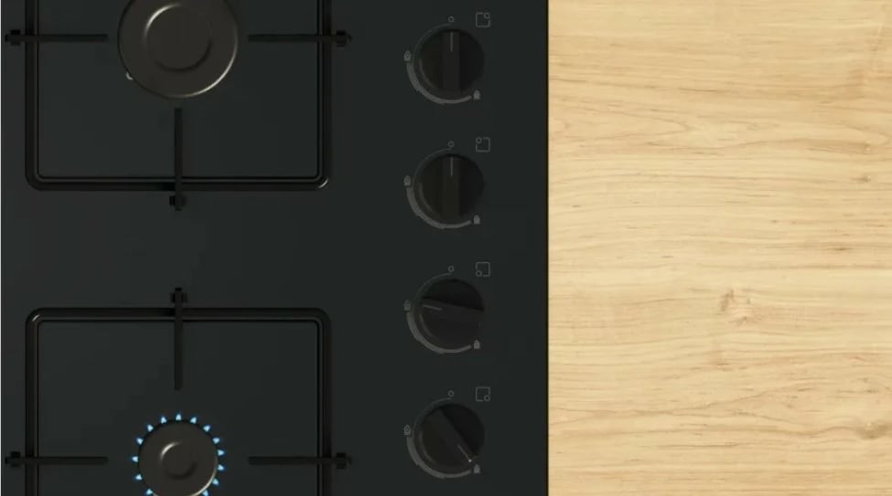 Pianurë gaz Bosch POH6B6K30, 4 zona, xham, e zezë