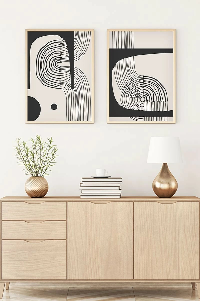 Pikturë dekorative me kornizë, MDF, 2 copë, Wallity, Huhu76, 50x35cm