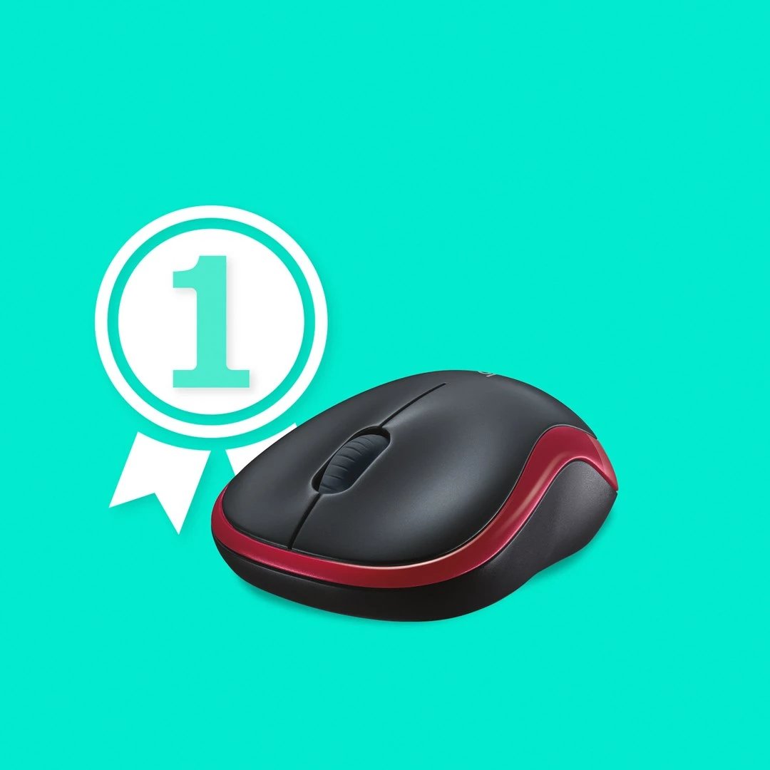 Maus Logitech M185, wireless, i zi/kuq