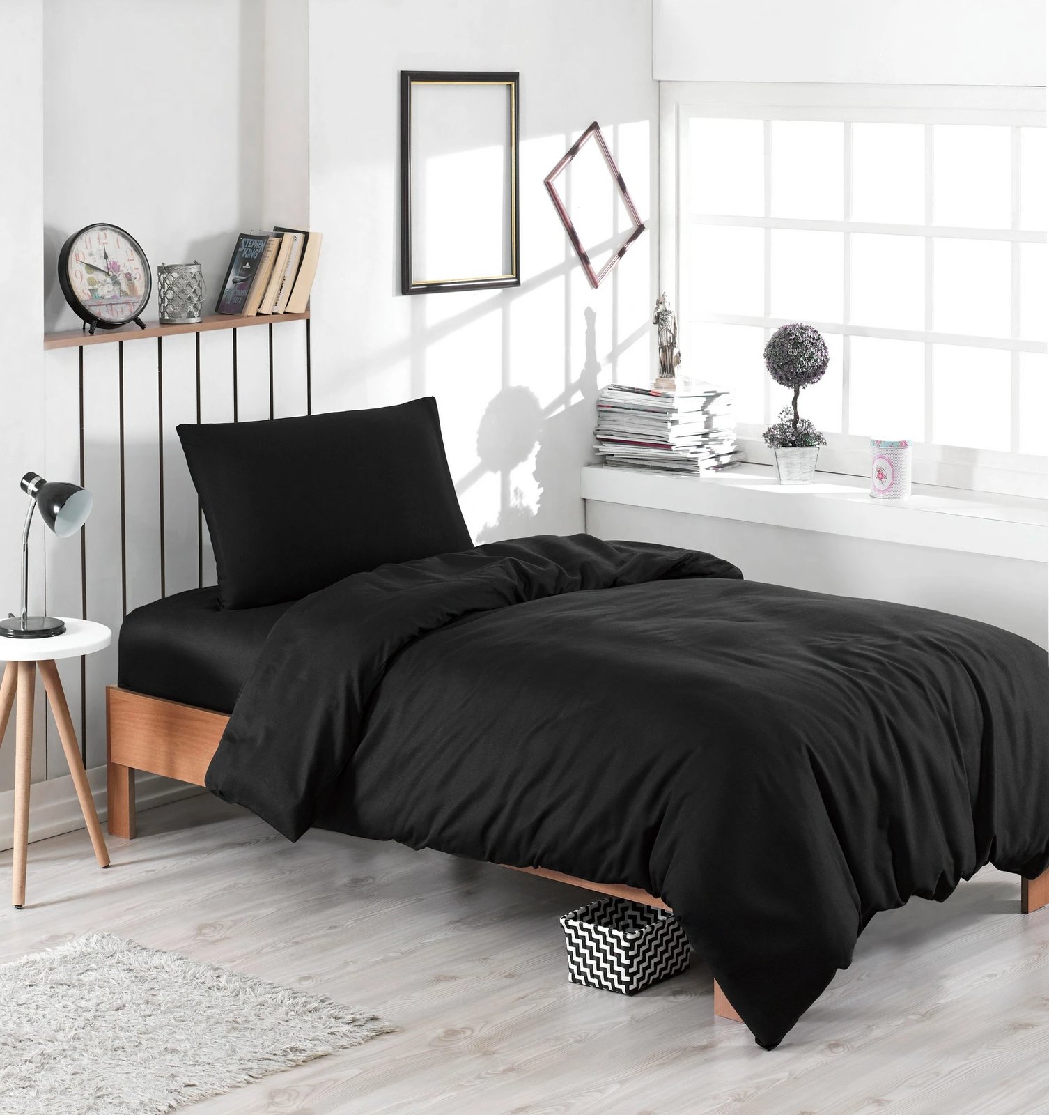 Set mbulesë jorgani për një person, ngjyrë e zezë, L'essentiel Set mbulesë jorgani për një person, ngjyrë e zezë, L'essentiel