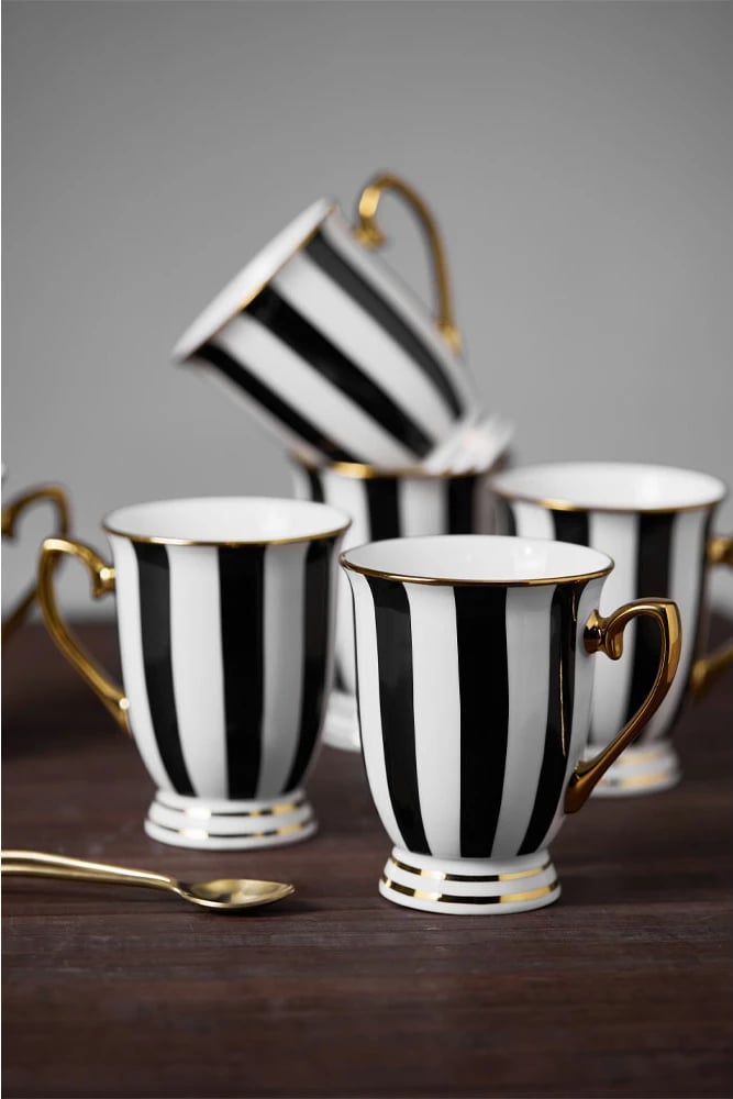 Filxhan britanik, porcelan New Bone China, bardhë, zi, ar, 9x9x11cm Filxhan britanik, porcelan New Bone China, bardhë, zi, ar, 9x9x11cm