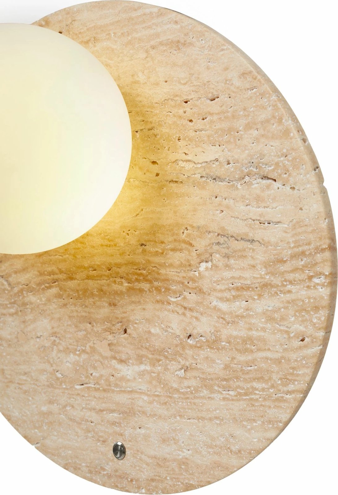 Llambë muri Opviq, Tor-Look-D, trup travertini, kapak qelqi, bezhë dhe e bardhë