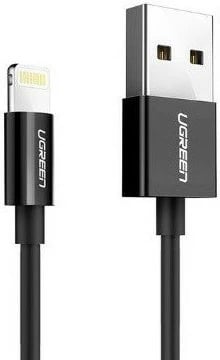 Kabëll Ugreen 80822 US155, USB A në Lightning, 1m, zi
