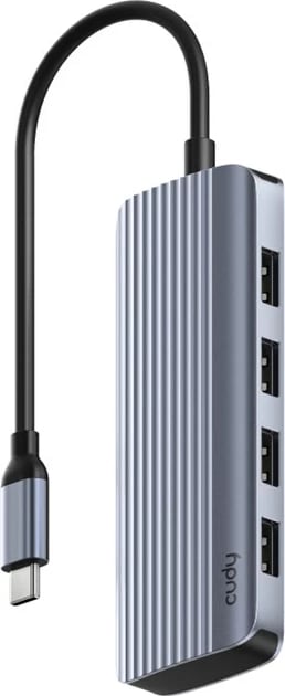 Kasë USB Cudy UH500, 4 porta USB 3.2 Gen 1, HDMI, 5000 Mbit/s, Gri/Argjend