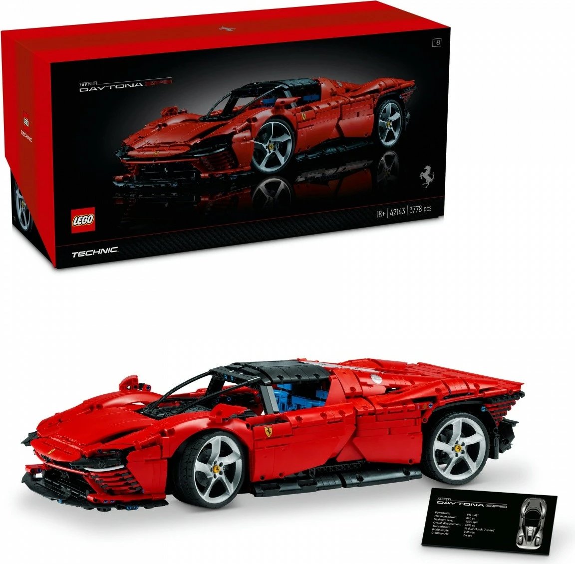 Set ndërtimi LEGO Technic Ferrari Daytona SP3 42143, 3778 pjesë, e kuqe