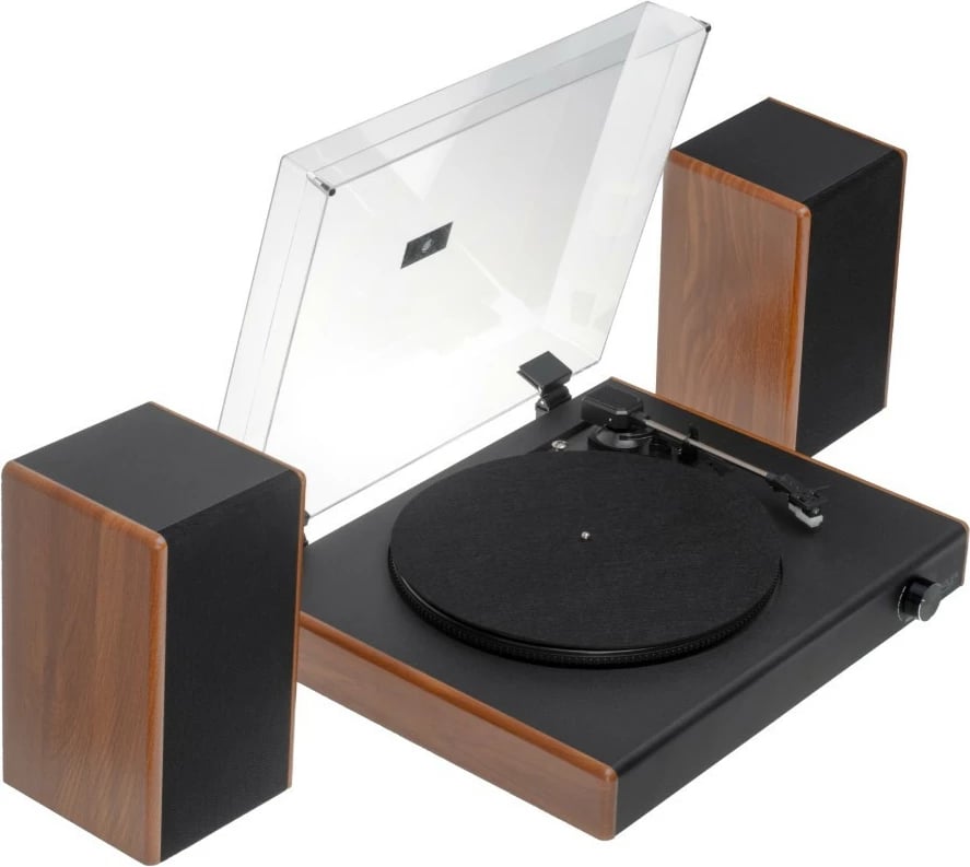 Gramofon Adler AD1915 me USB, Bluetooth, altoparlantë të integruar, i zi me pamje druri