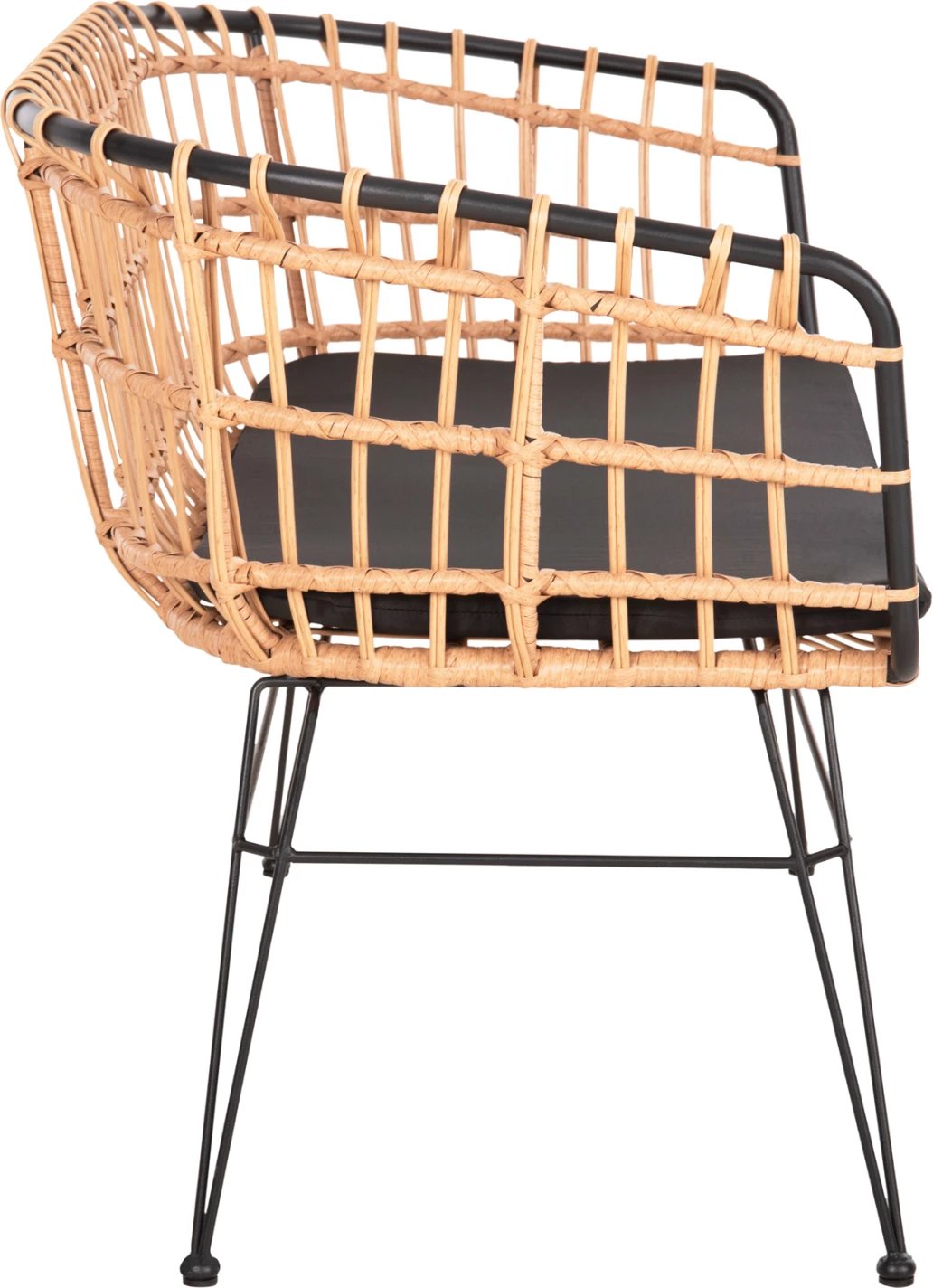 Divan për jashtë, dy ulëse, ALLEGRA, FH5692.11, ratan sintetik, ngjyrë bezhë dhe e zezë, 125x60x77 cm