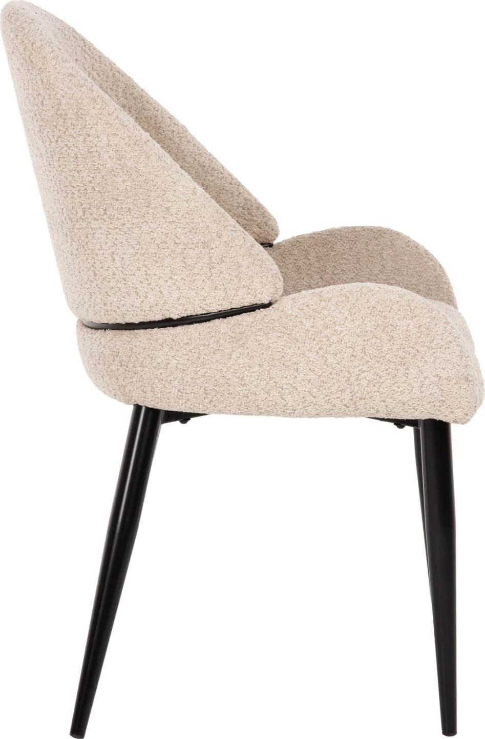 Karrige SARKY FH8585.02, pëlhurë boucle ecru, këmbë metali të zeza, 55x62x89H cm., set prej 2 copë