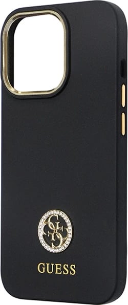 Mbështjellës Guess GUHCP13LM4DGPK për iPhone 13/13 Pro, silikon, Logo 4G, i zi