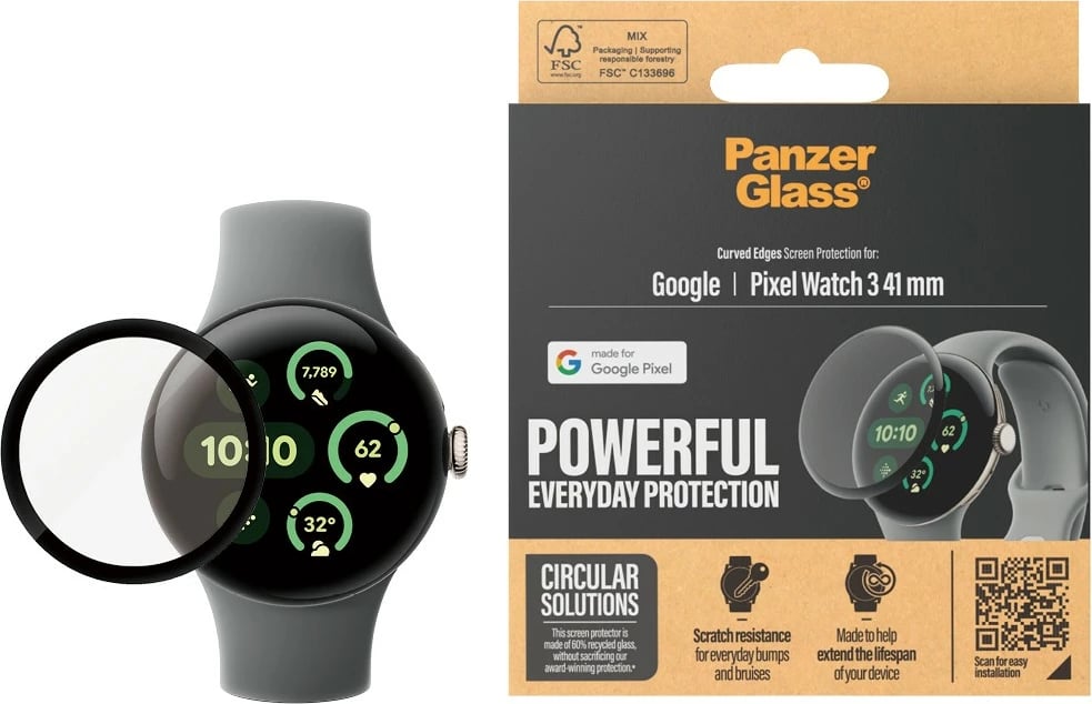 Mbrojtës ekrani PanzerGlass për Google Pixel Watch 3 41mm transparent