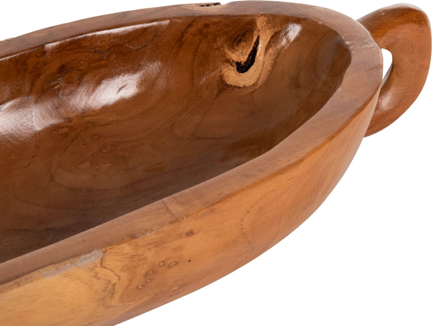 Enë dekorative prej druri tik, ngjyrë natyrale, FH4304, 64x21.5x9.5cm