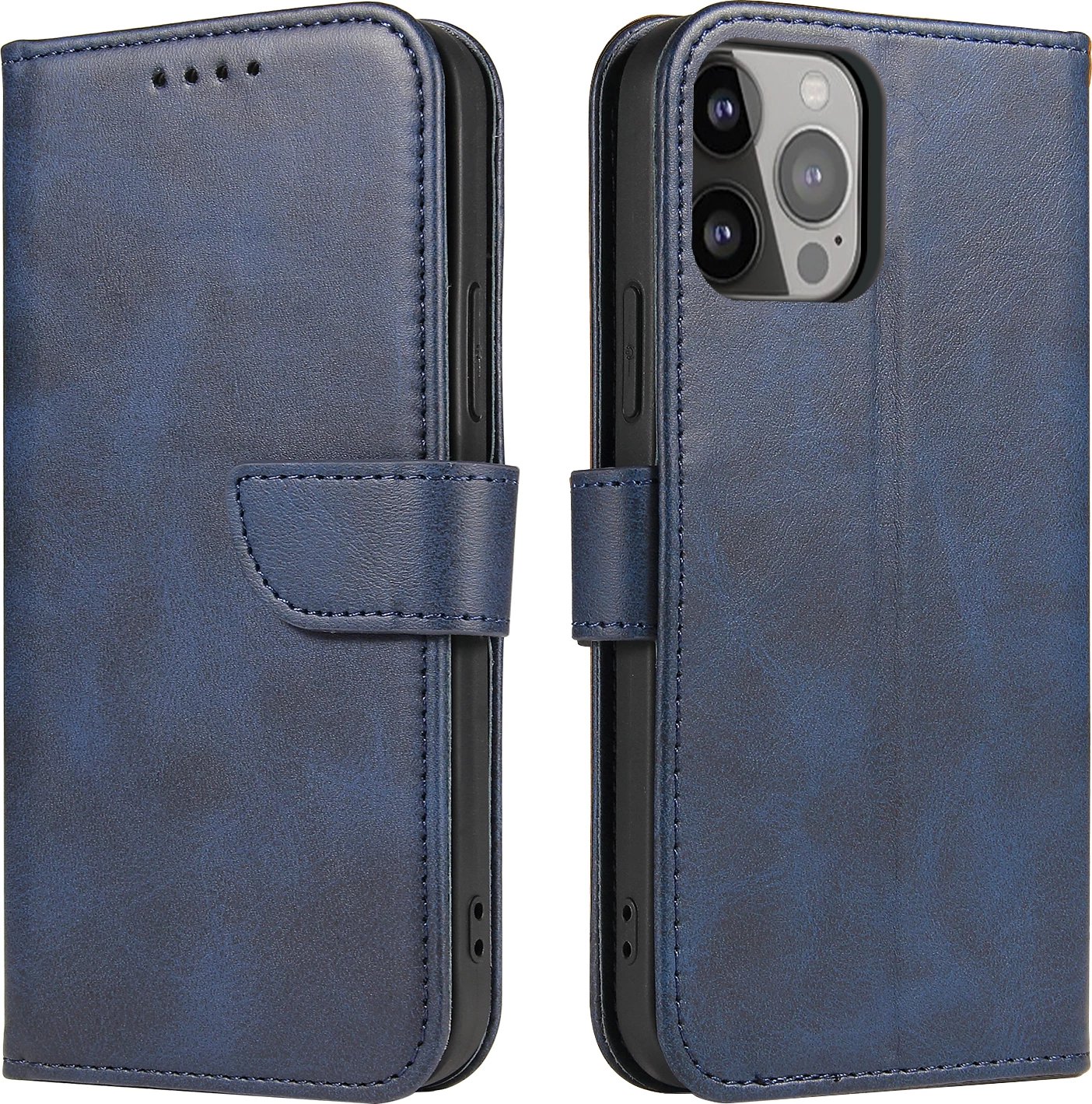 Mbështjellës Hurtel Magnet Case për iPhone 13 Pro Max, me kapak dhe mbajtës, Blu