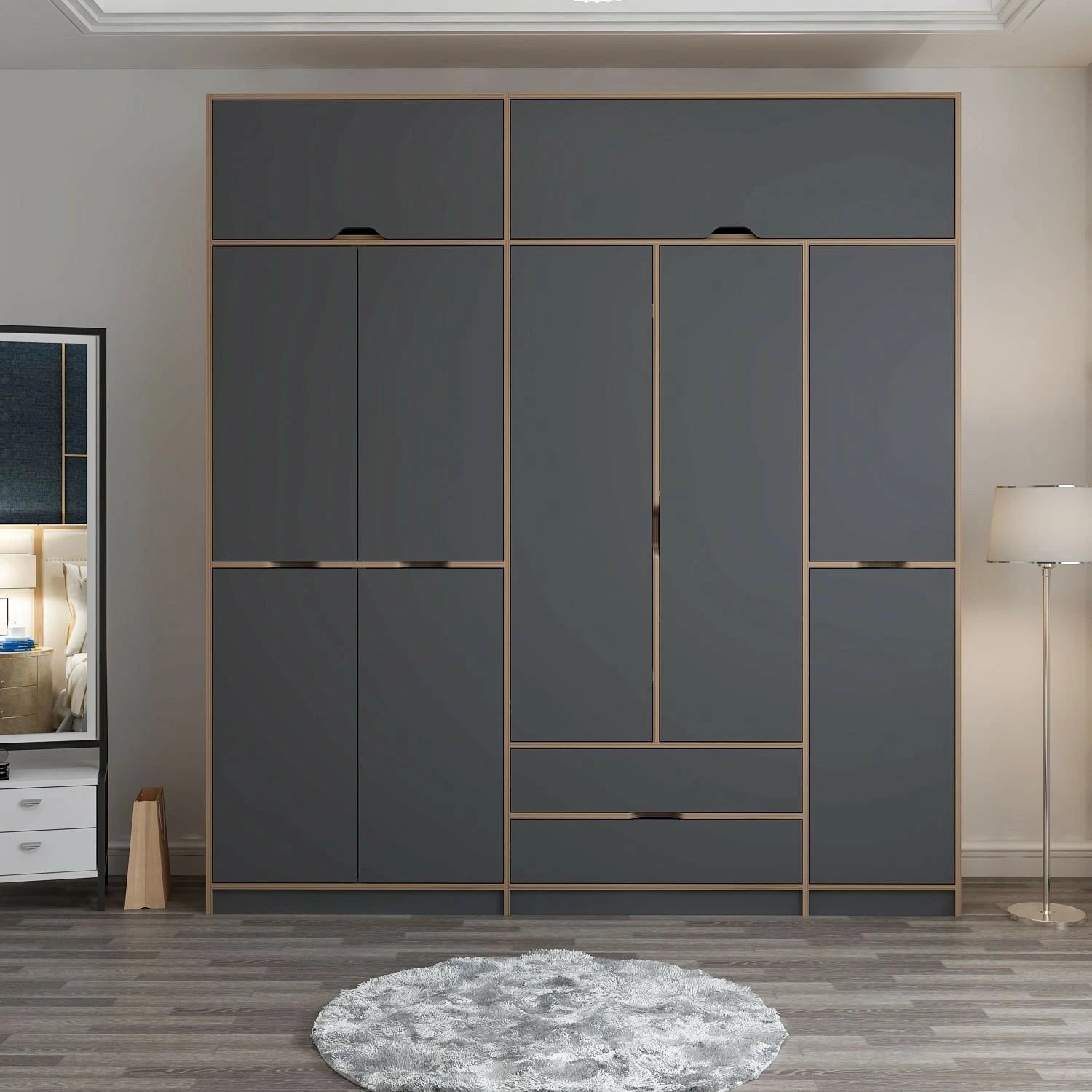 Dollap rrobash Skye Decor, Elina, anthracite-dore, 232x253x52cm