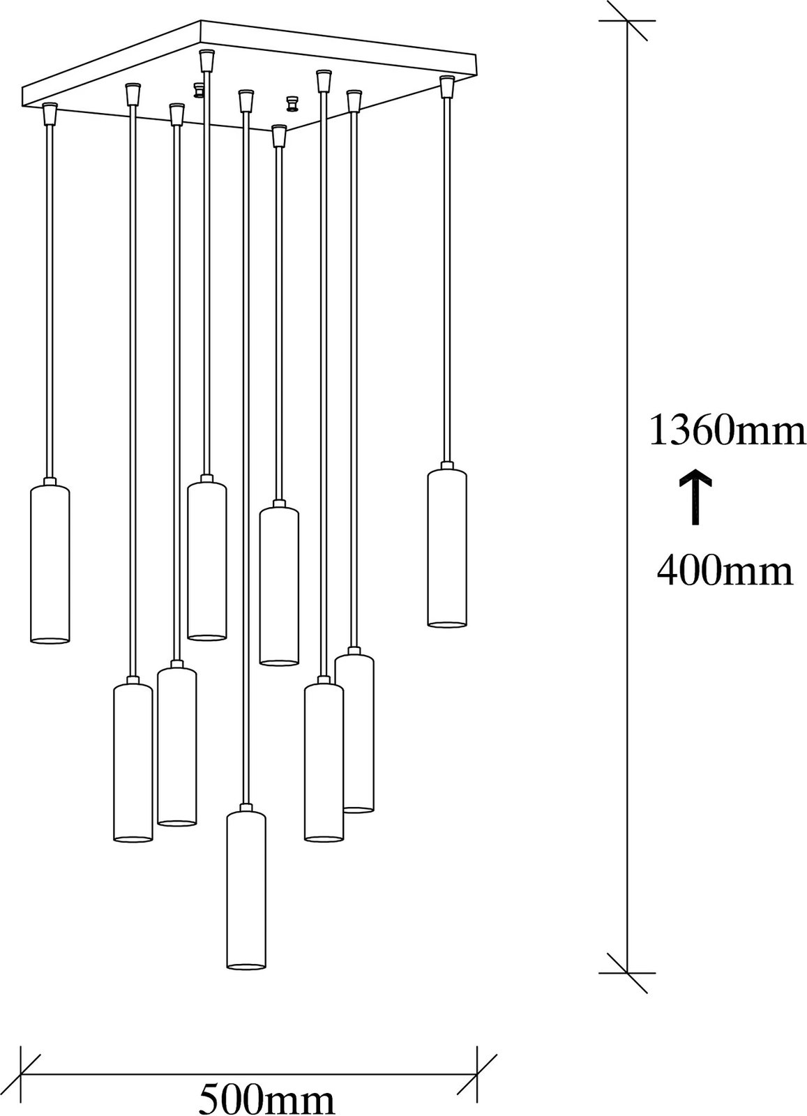 Kandil Opviq, Tempo - 6027, ngjyrë vintage, trup metalik, 50x50cm, lartësi e rregullueshme