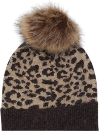 Kapelë femra Pieces, leopard, kafe