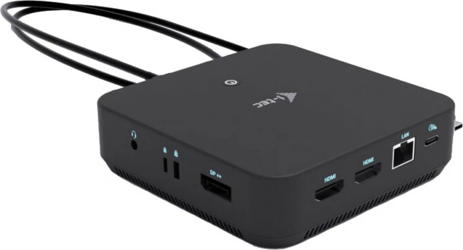 Doking stacion i-tec USB-C DP Dual HDMI 4K 60Hz, 1x USB-C, 5x USB-A, Power Delivery 100W, LAN, Audio, ngjyrë e zezë