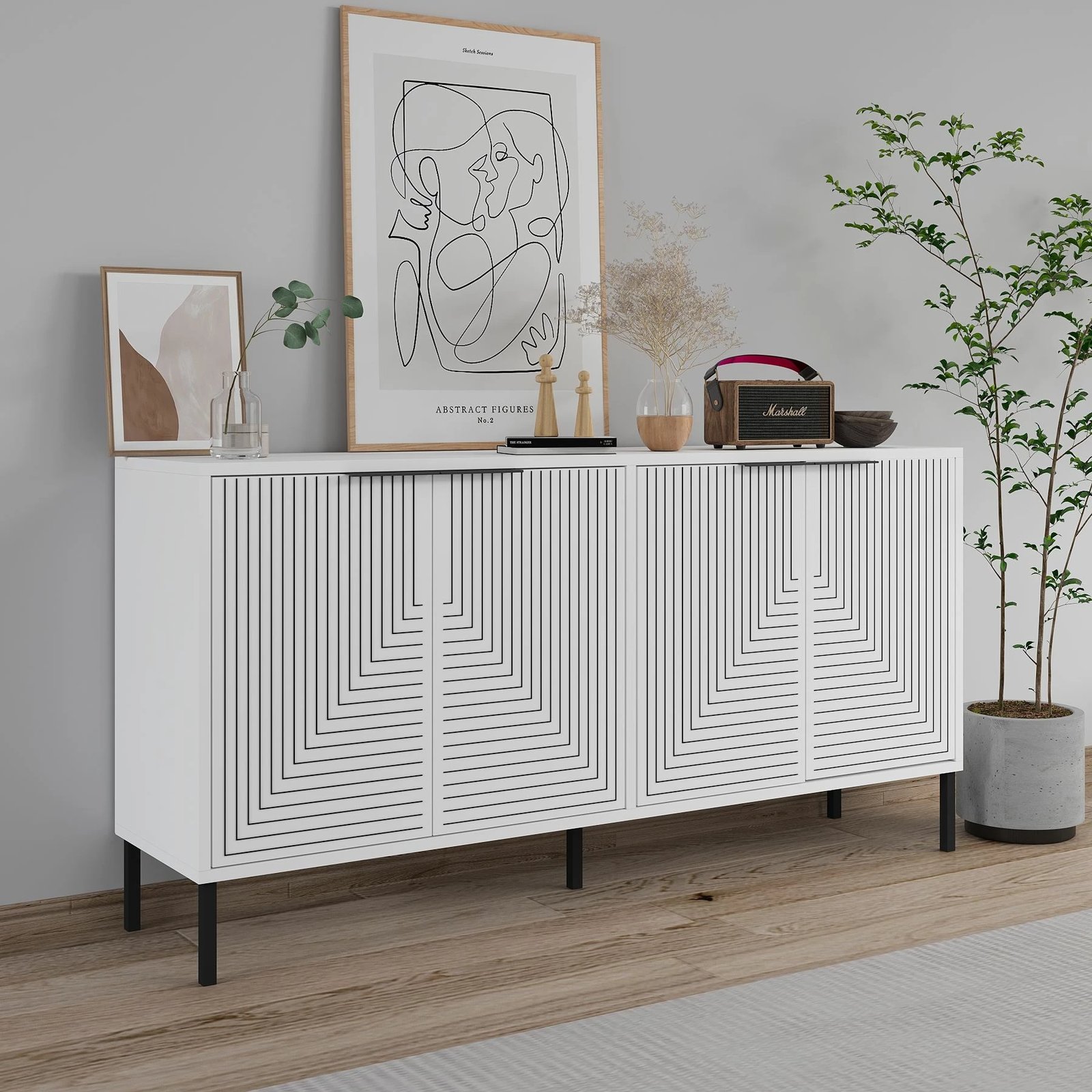 Konsolë Skye Decor, Lurea, e bardhë