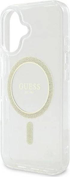 Mbështjellës Guess IML Glitter Circle MagSafe për iPhone 16, Transparent