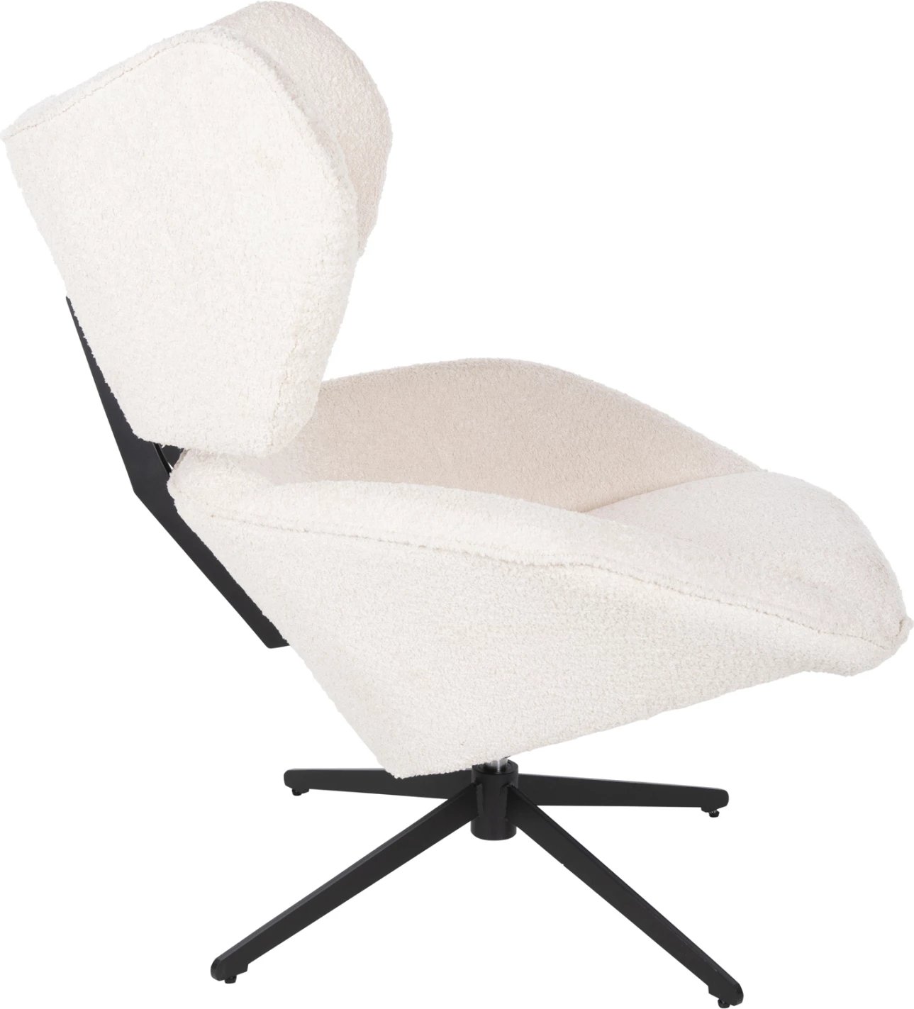 Karrige rrotulluese BRYLL FH9597.06, ngjyrë ecru boucle, bazë metalike e zezë, 86x90x97H cm