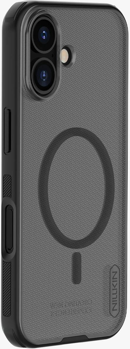 Mbështjellës Nillkin Super Frosted Shield Pro Magnetic për iPhone 17, MagSafe, Gjysmë-transparent, i zi