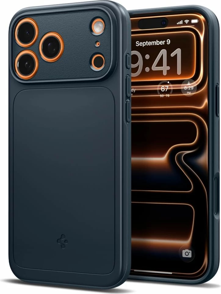 Mbështjellës Spigen Thin Fit MagSafe për iPhone 17 Pro Max, ultra i hollë polikarbonat, me unazë magnetike MagSafe, Navy Blue