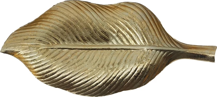 Pjatë dekorative në formë gjethe, ngjyrë ari, 31x15x5cm Pjatë dekorative në formë gjethe, ngjyrë ari, 31x15x5cm