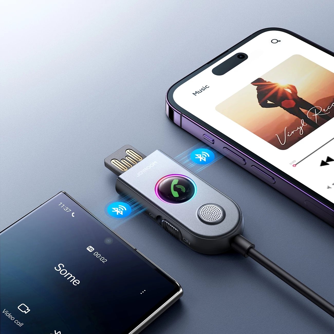 Pranues wireless për makinë Joyroom JR-CB6, Bluetooth 5.3, Gri