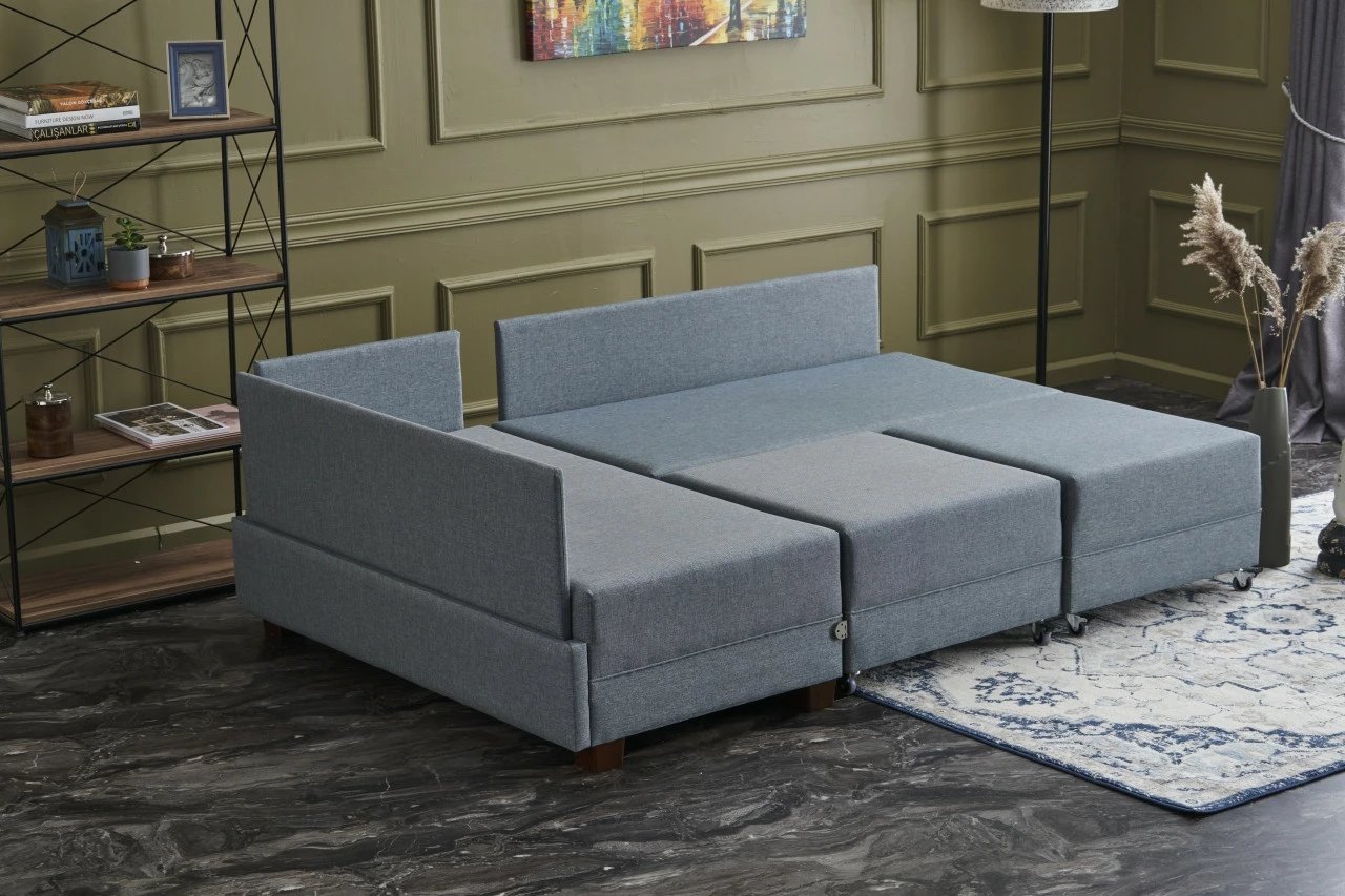 Kënd-sofë krevati Fly, ngjyrë kaltër, Atelier del Sofa, kënd majtas