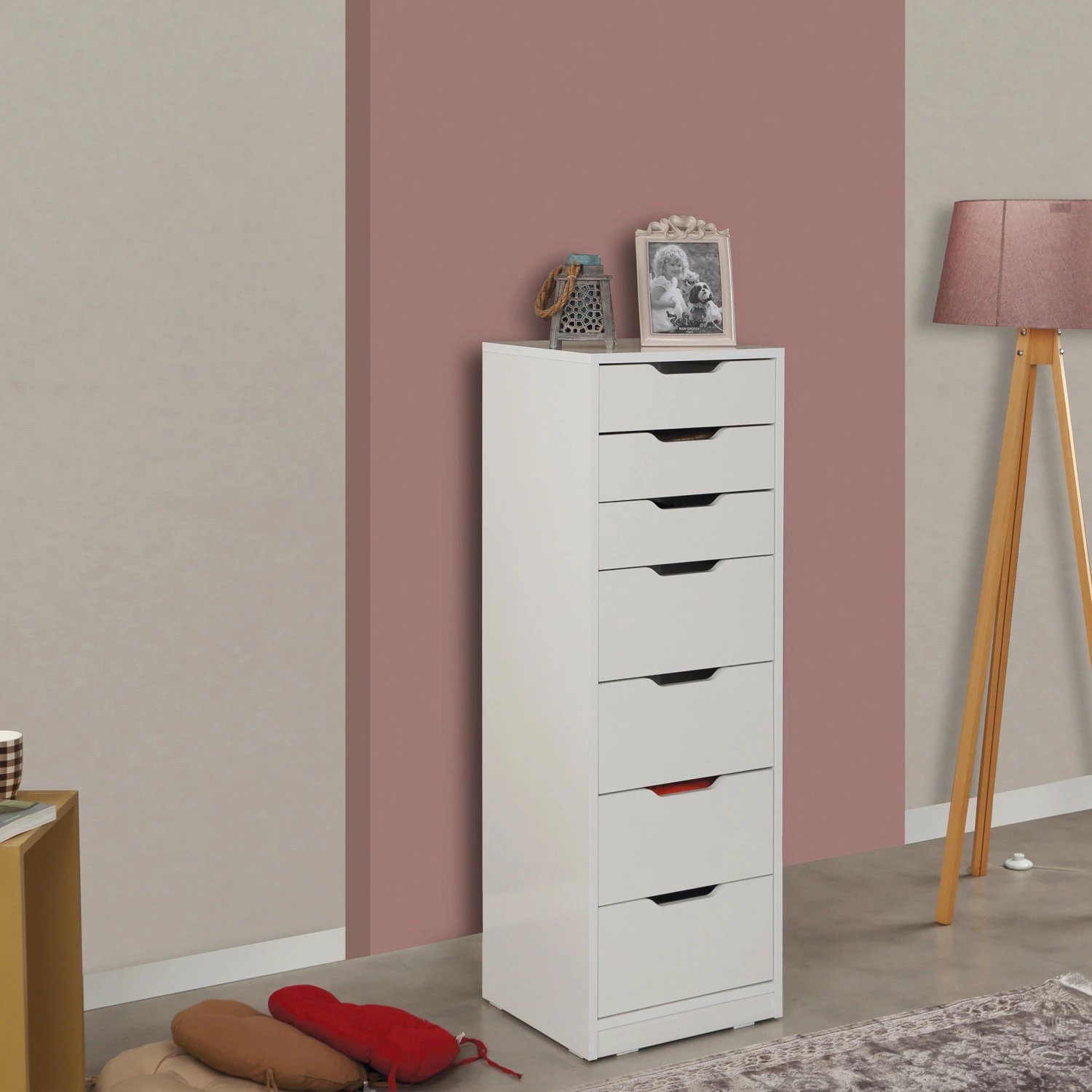 Komodë Hanah Home Flow, ngjyrë e bardhë shkëlqyese