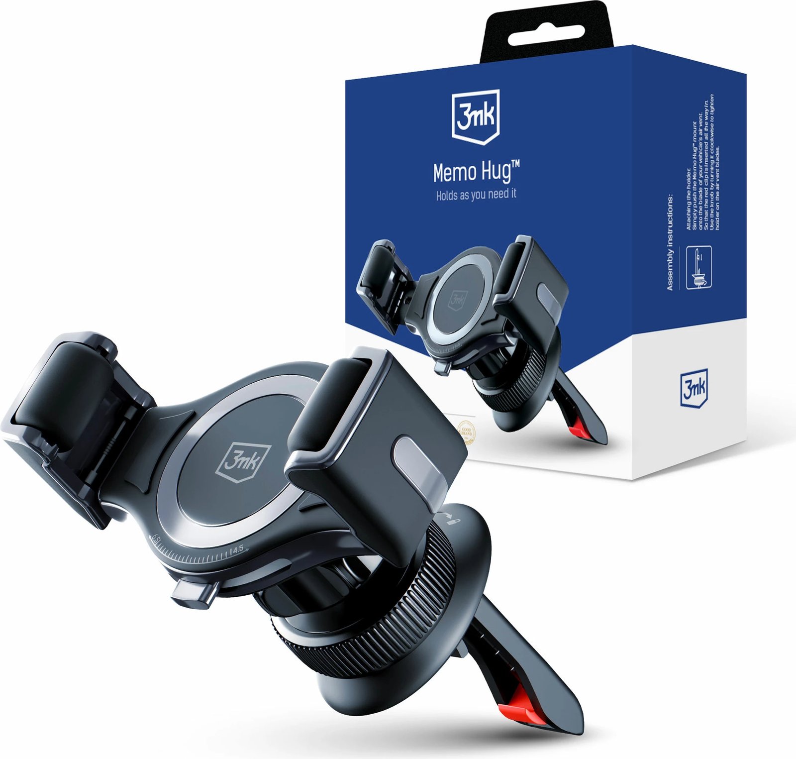 Mbajtës telefoni për veturë 3mk Memo Hug, për ventilator, i zi