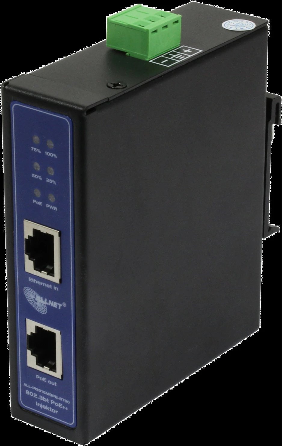 Injektor PoE ALLNET ALL-PI2015MGPB-B, MultiGigabit, metal