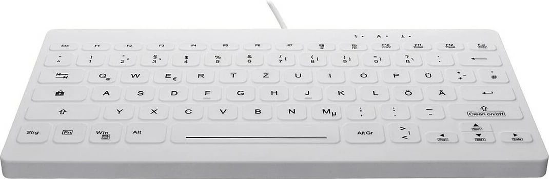 Tastierë Cherry AKTIVE KEY Hygiene Mini Ultraflat, stil notebook, e bardhë