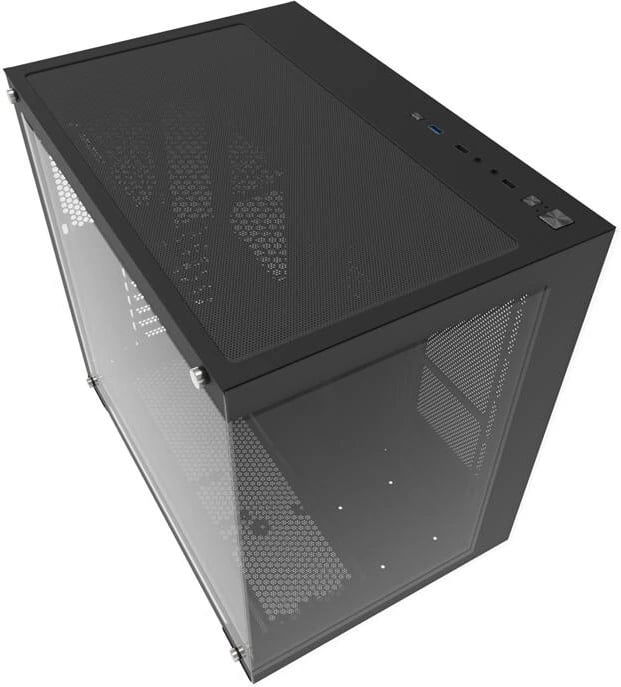 Kasë Darkflash C285P, mini tower, xham i temperuar, pa ventilatorë, e zezë