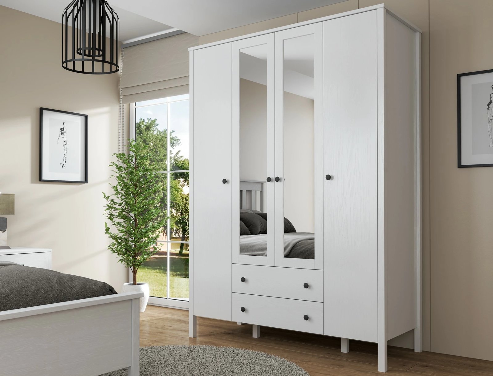 Dollap Hanah Home, FRN-20012, ngjyrë druri dhe e bardhë