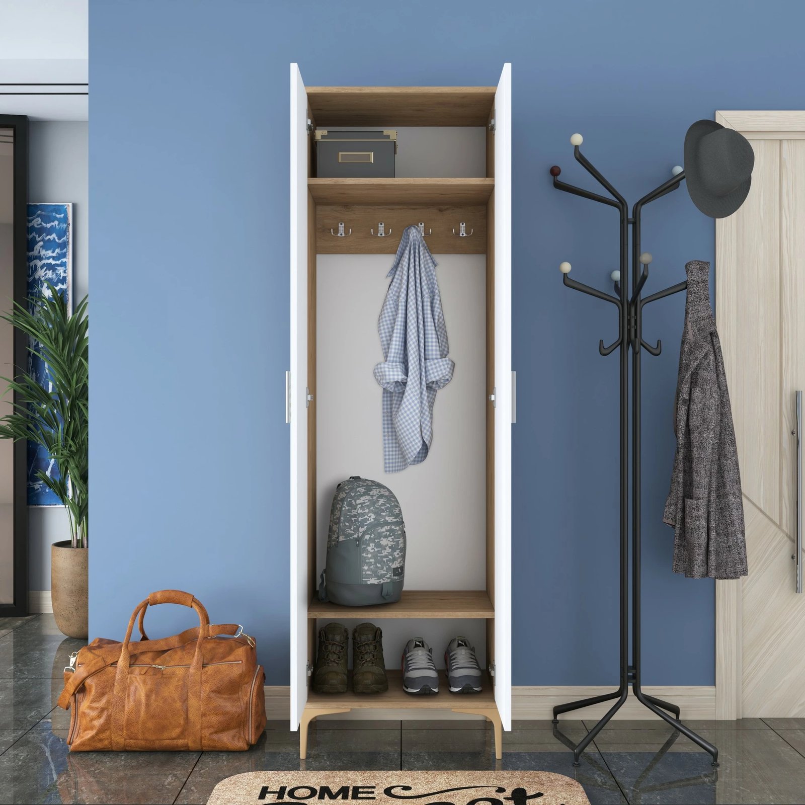 Stendë korridori Hanah Home, EA111 - 2703, ngjyrë arre dhe e bardhë